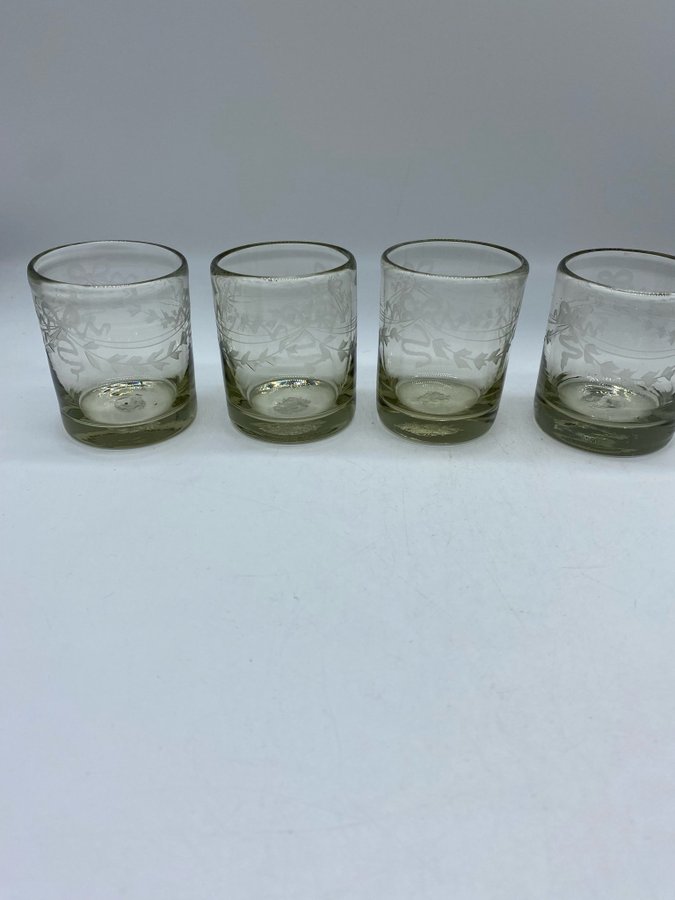 4st Likörglas Antik Reijmyre Glas Konstglas