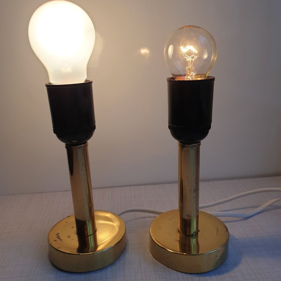 KEAK Typ 80 Par bordslampor mässing lampa lampfot retro vintage