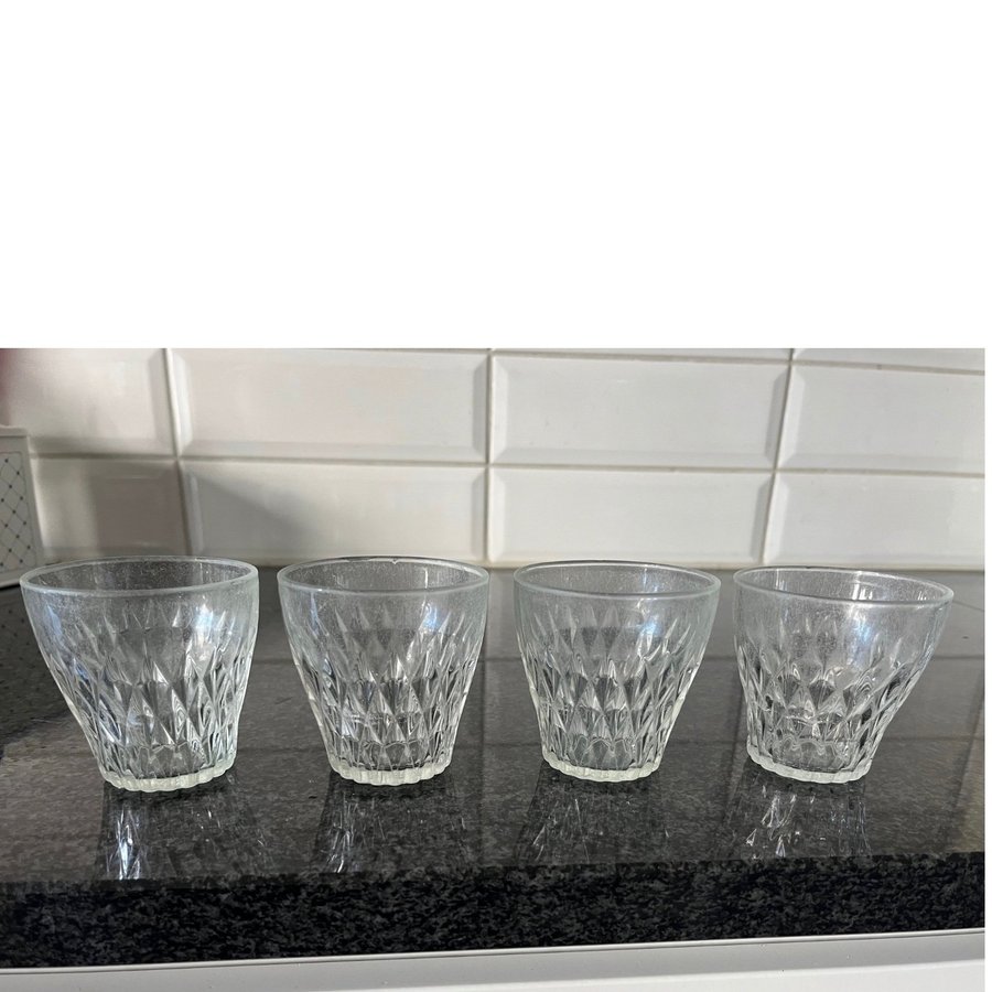 Vereco France Lulli Stora Dricksglas Retro 4 st Glas 8 cm