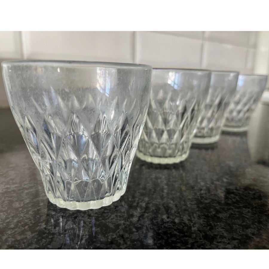 Vereco France Lulli Stora Dricksglas Retro 4 st Glas 8 cm