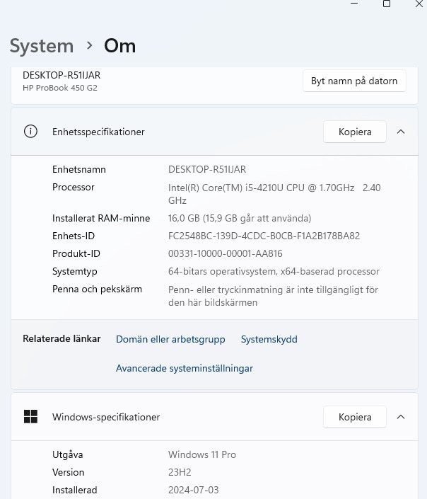 HP ProBook 450 G2 Win 11 I5 ssd 16GB ram