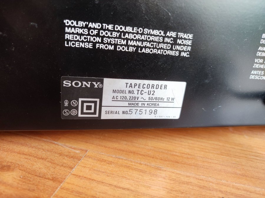 Sony TC U2 kassett deck