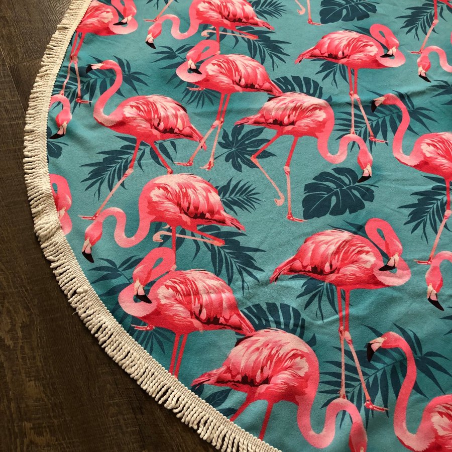 Ny! Flamingos Handduk / Filt/ Matta rund stor