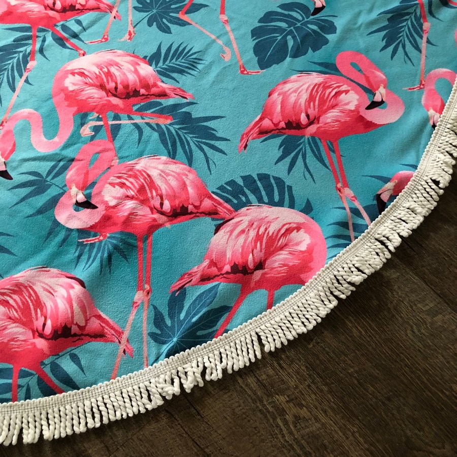 Ny! Flamingos Handduk / Filt/ Matta rund stor