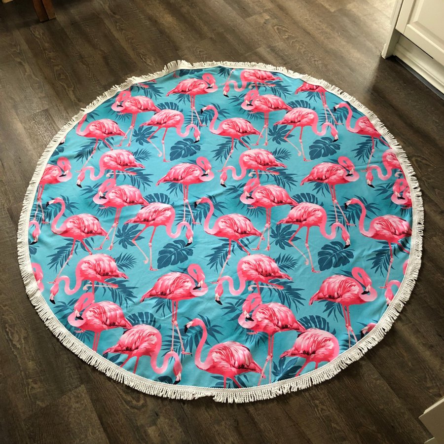 Ny! Flamingos Handduk / Filt/ Matta rund stor