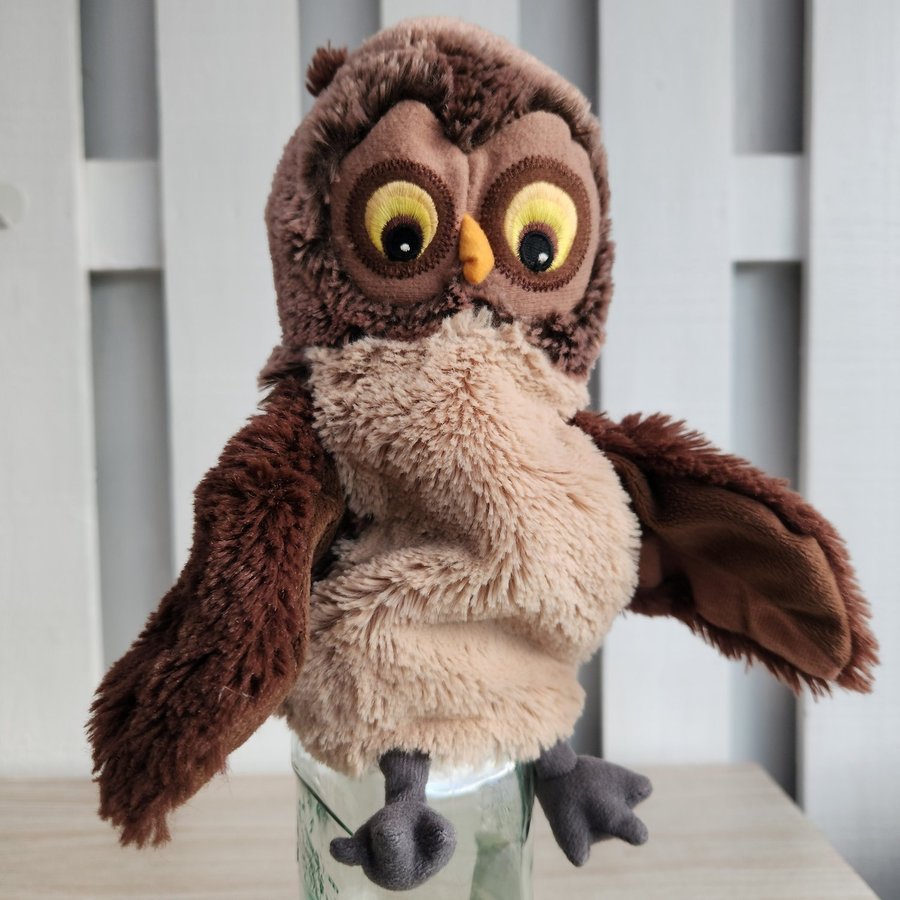 Owl Hand Puppet Brown Plush Stuffed Animal Toy IKEA Retired