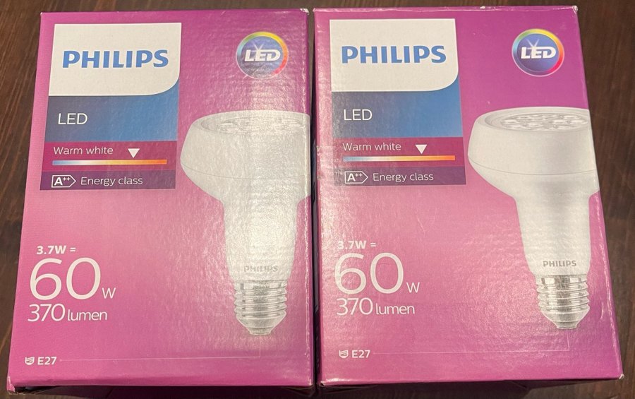 Philips Led lampa E27 37W 370lumen varm vit 2pack