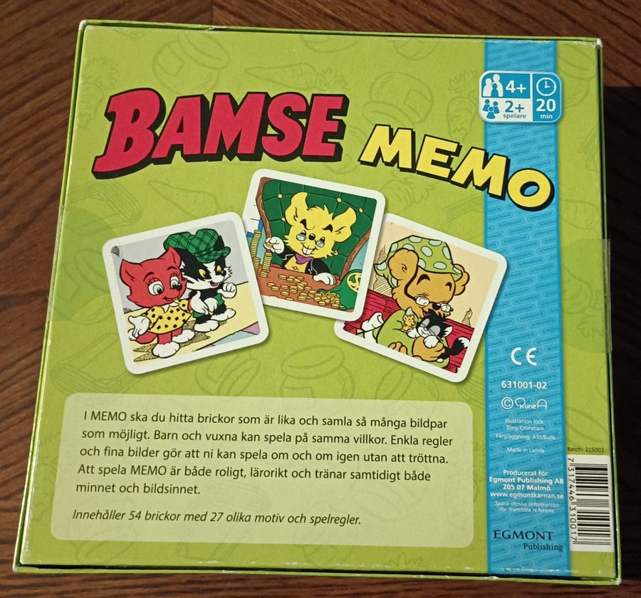 Spel - BAMSE MEMO / KÄRNAN!