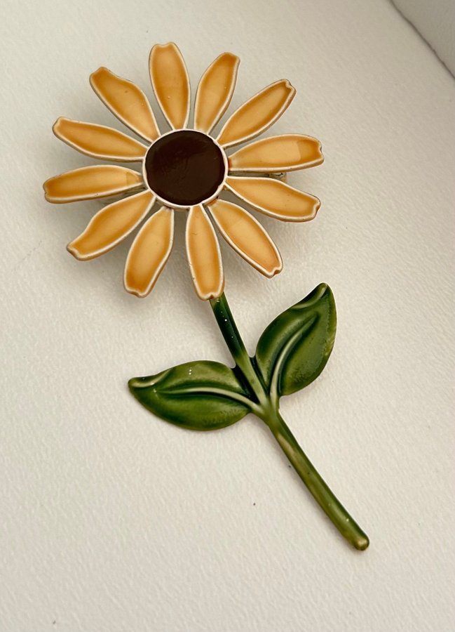 Vintage emalje blomst broche fra 1960erne