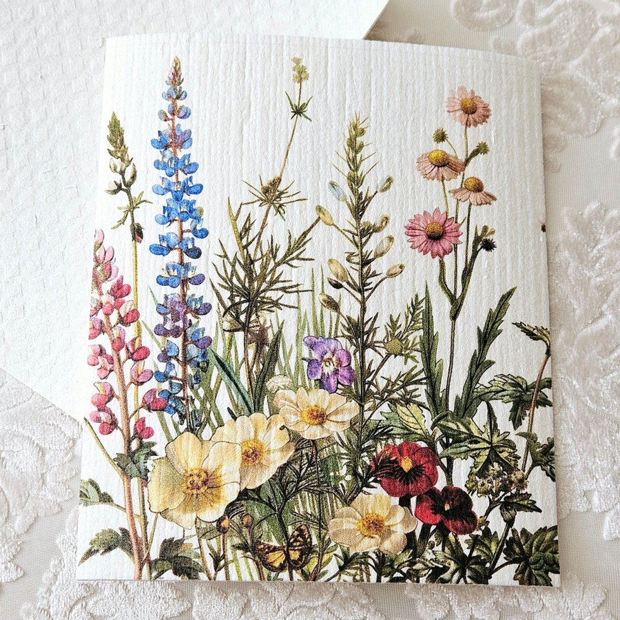 Disktrasa wettex duk med tryck print vilda sommarblommor