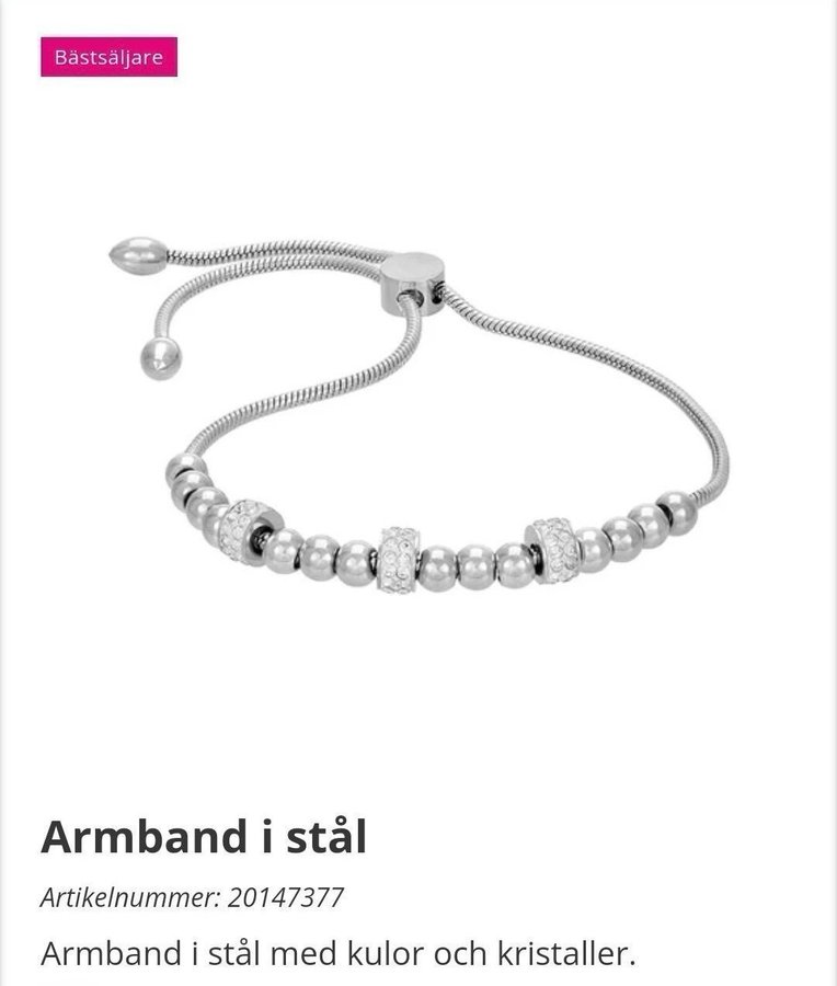 Armband stål/silver/kristaller Albrekts Guld