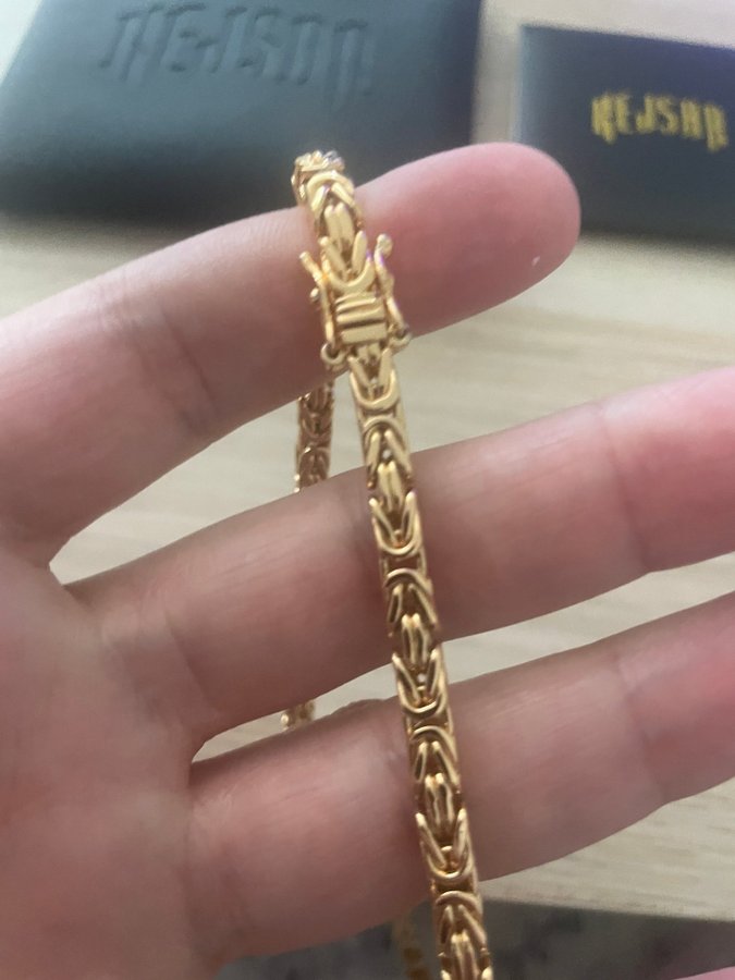 Kejsarlänk Halsband 4mm tjock och 65 cm längd - 18K GULDPLÄTERAD