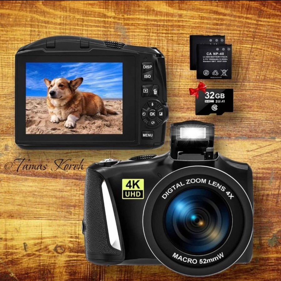 Digitalkamera Full HD 4K film 48MP  16x zoom 32GB SD kort