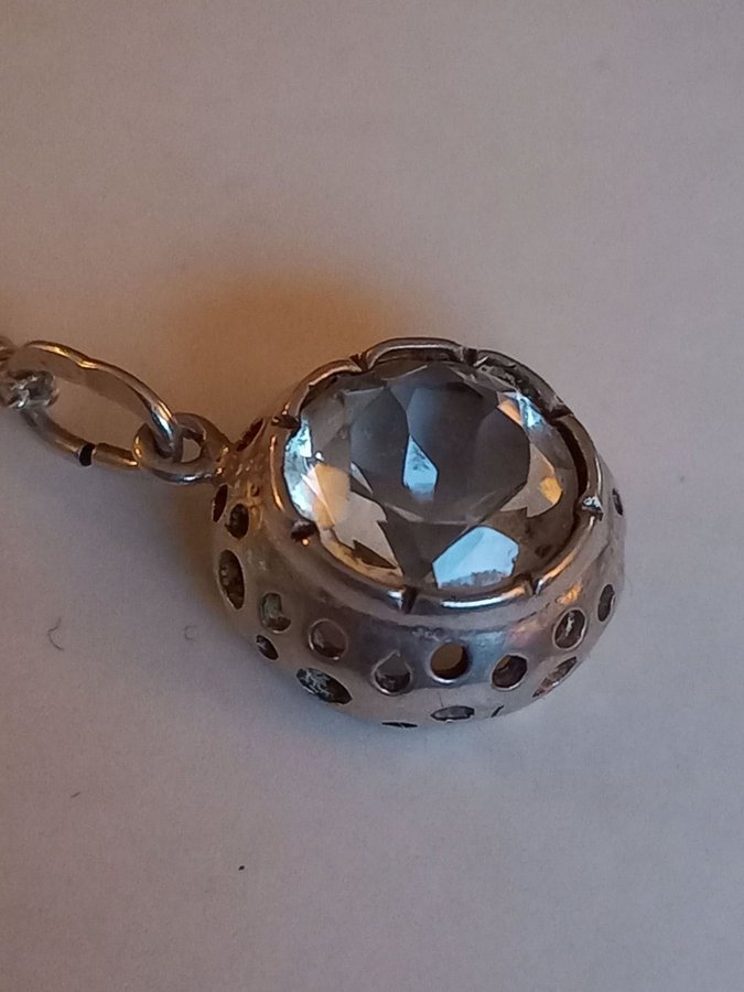 Bedårande HÄNGE bergkristall + KEDJA silver 835 Halsband