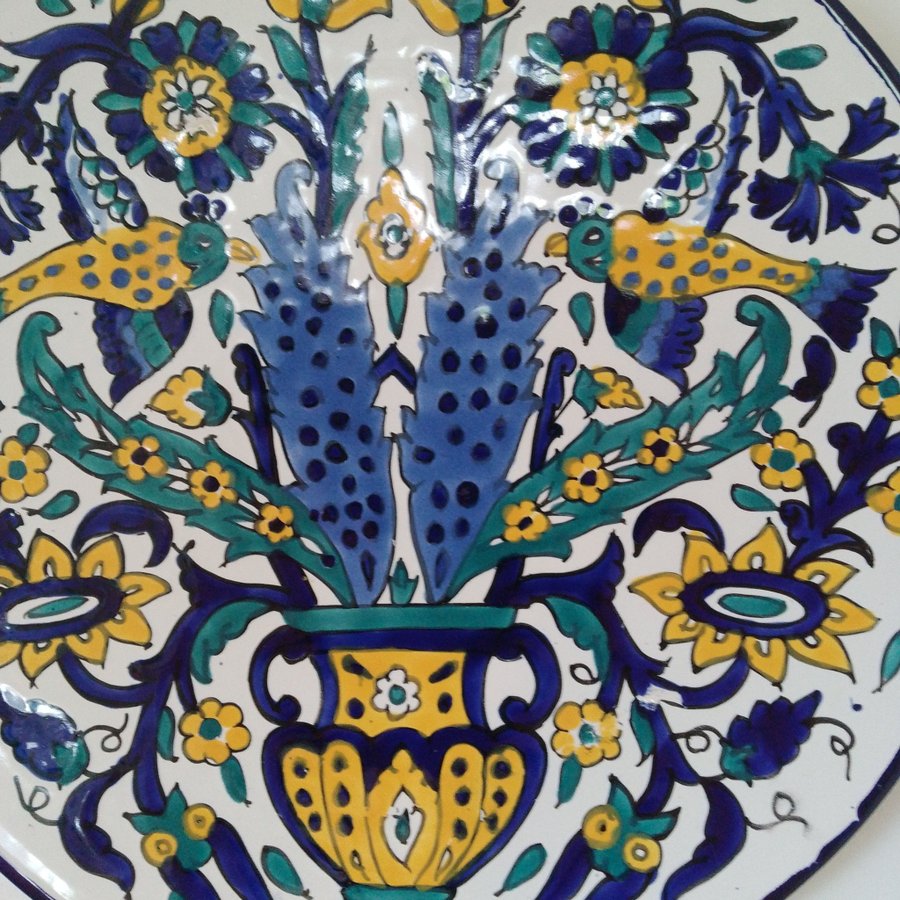 Stor handmålad tallrik Keramik d 365 cm Marocko