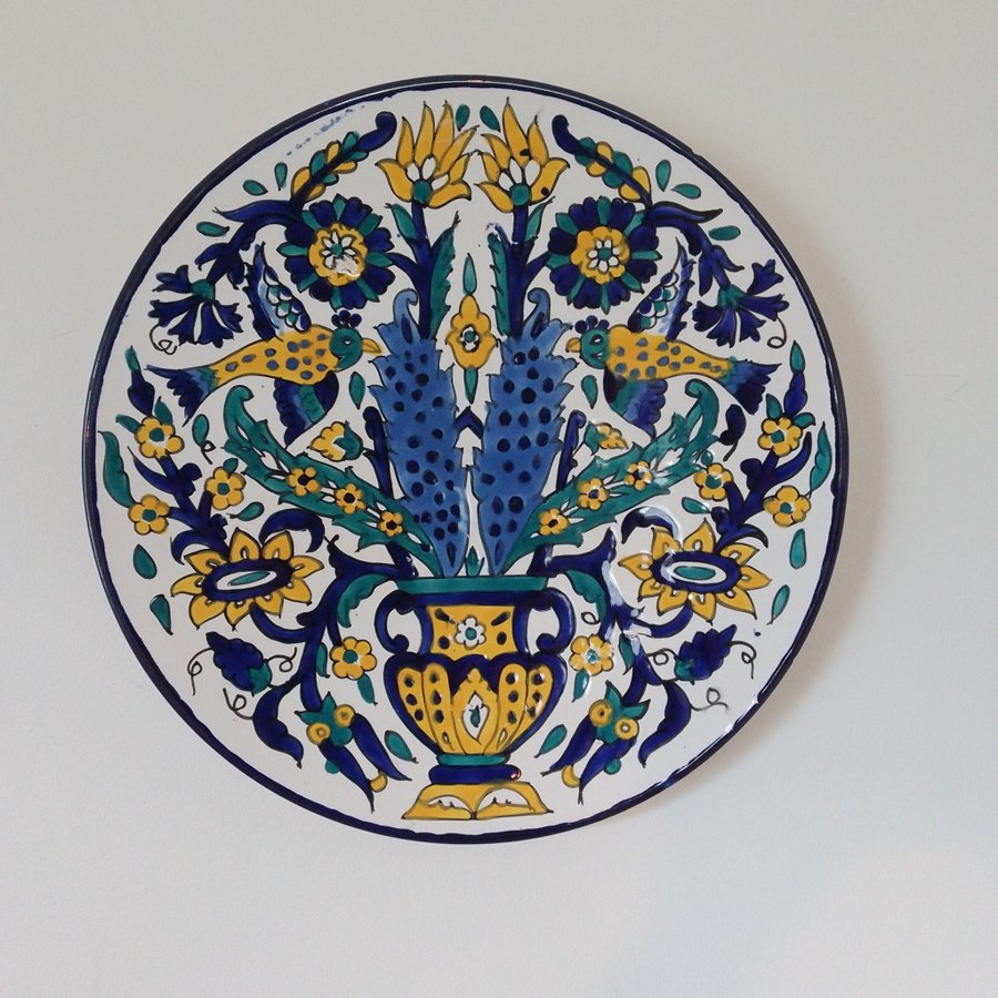 Stor handmålad tallrik Keramik d 365 cm Marocko