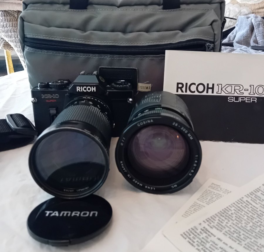 Ricoh KR-10 Super med Tamron 35-105mm och Cosina 28-300mm objektiv