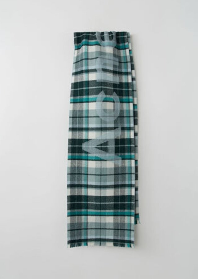 Acne Studios Skinny check scarf mint/pastel green wool 100% 2 meters