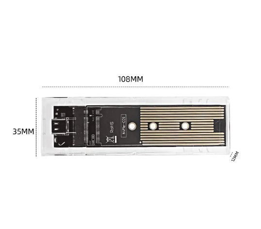 M2 NGFF PCIe SATA SSD-fodral Klart USB Typ C