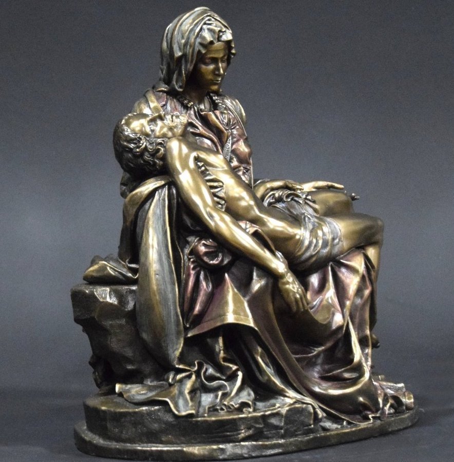 "PIETA" : MICHELANGELO - STOR DETALJERAD BRONSSTATY ( Skulptur  Statyett )