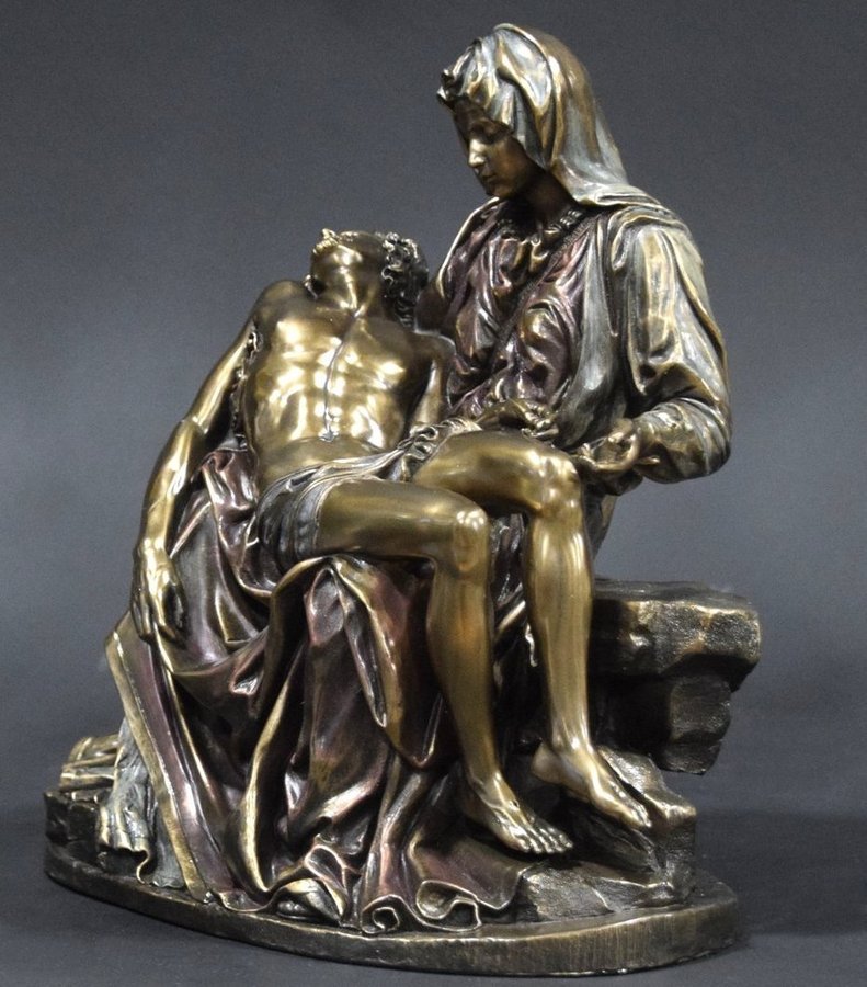 "PIETA" : MICHELANGELO - STOR DETALJERAD BRONSSTATY ( Skulptur  Statyett )