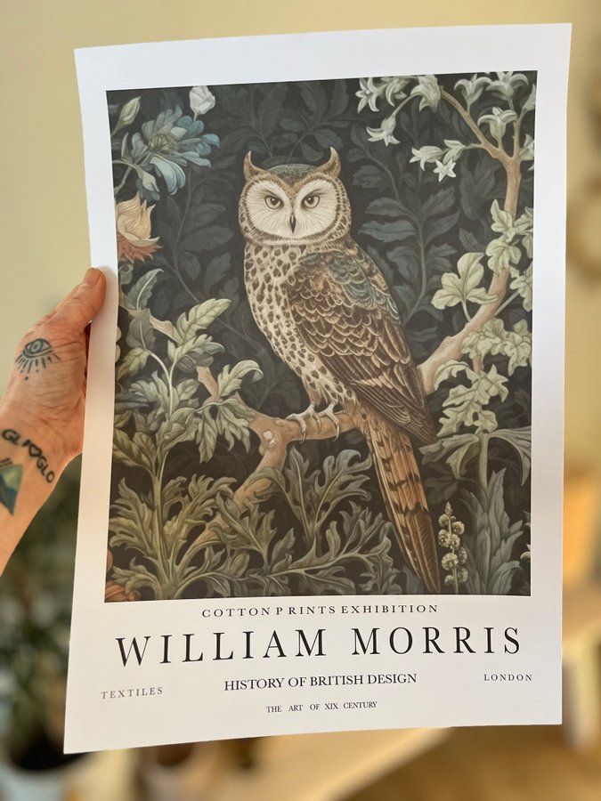 Poster A3 William Morris ”Owl Print”