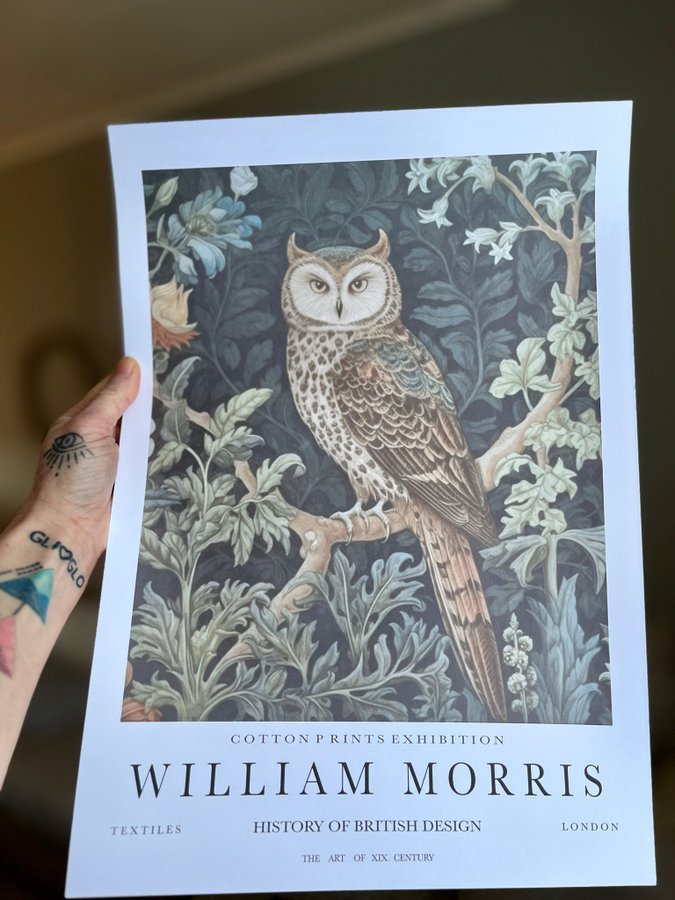 Poster A3 William Morris ”Owl Print”