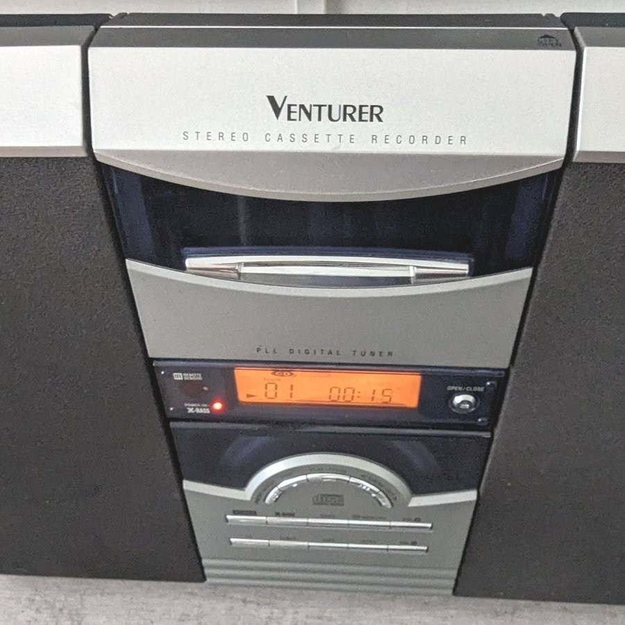 VENTURER Vintage Vertikal CD Micro System Stereo kassettbandspelare