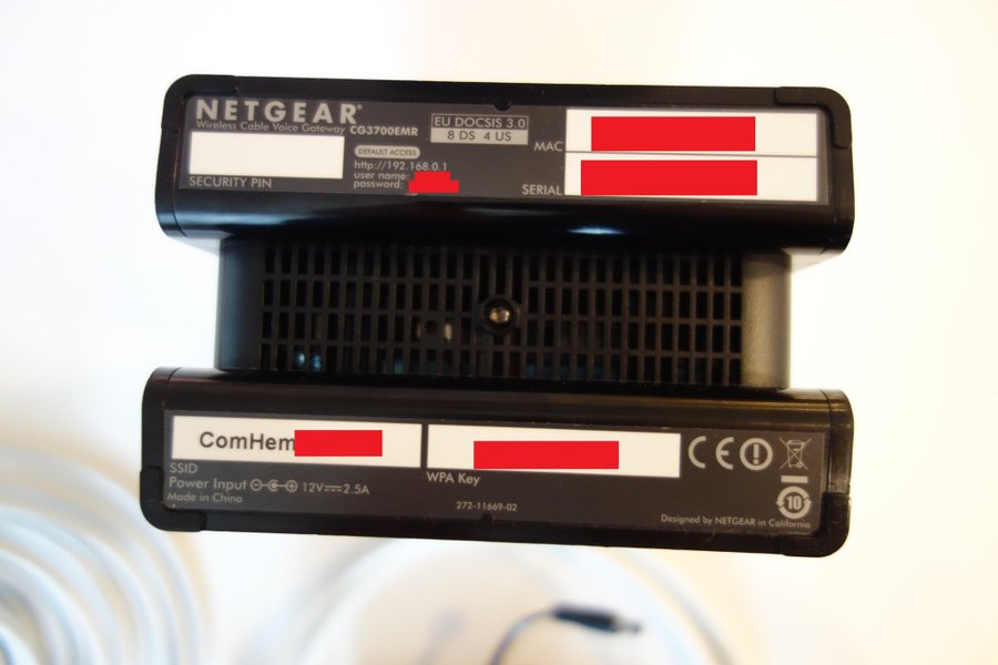 Netgear CG3700EMR - wireless cable voice gateway modem/router för Com Hem/Tele2