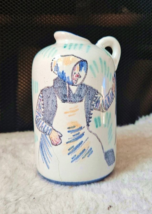 Liten kruka hänkelkruka handmålad Söholm Keramik Bornholm Danmark