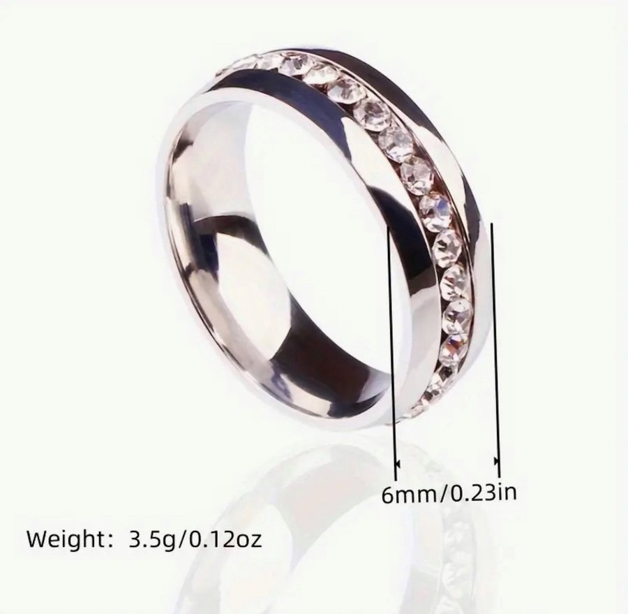 Ny ring i Stainless steel Stål förlovnings / vigsel ring str 18mm