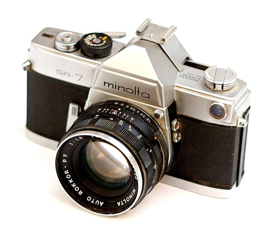 Analog kamera Minolta SR-7 objektiv Auto Rokkor-PF 1:18 f=55 mm