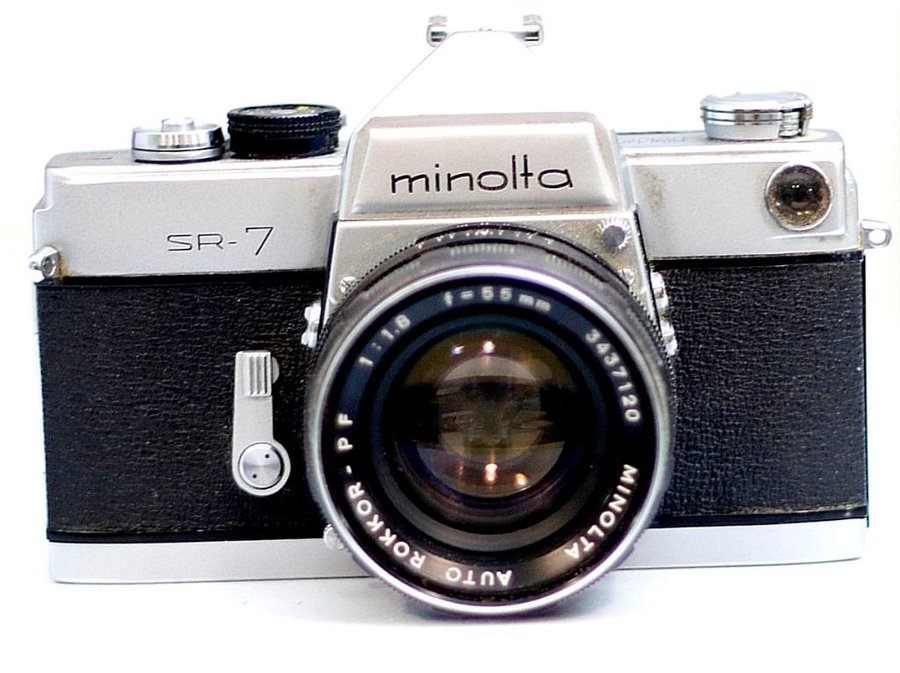 Analog kamera Minolta SR-7 objektiv Auto Rokkor-PF 1:18 f=55 mm