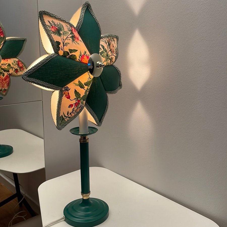 Vintage Belid Bordslampa Typ B334 Stjärna Lampskärm Grönt