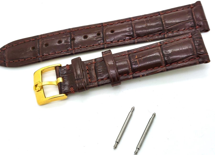 Omega Genuine Leather Watch Strap Brown 18mm