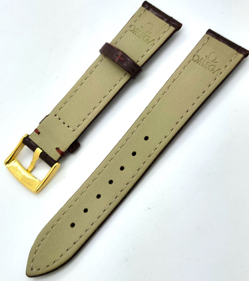 Omega Genuine Leather Watch Strap Brown 18mm