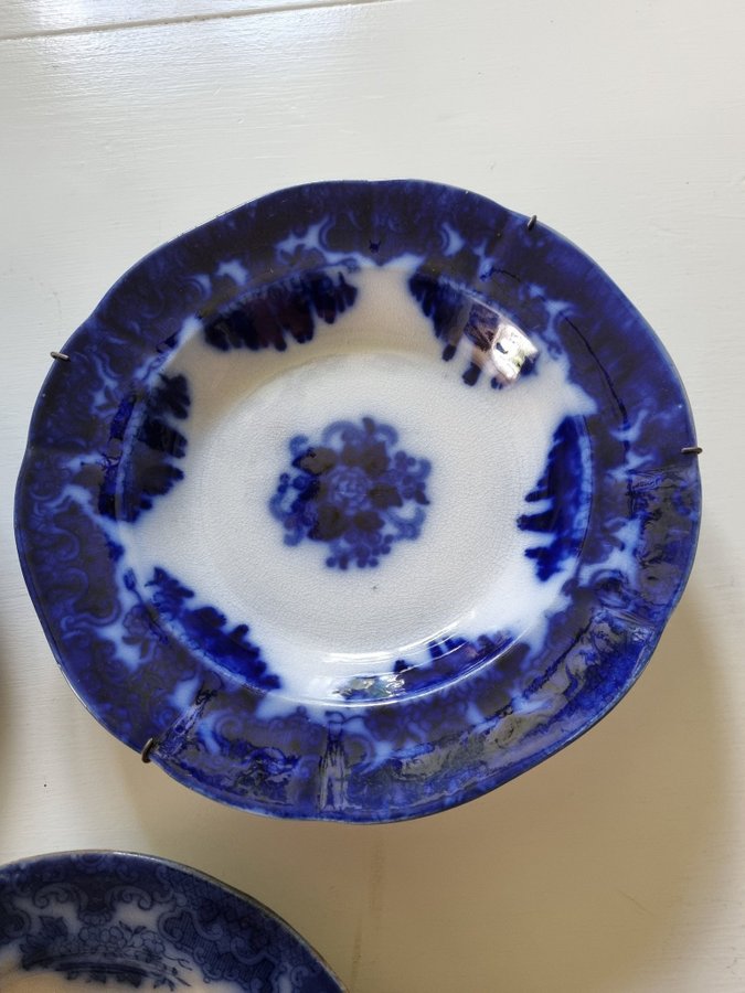 GUSTAVSBERG "Sobrown" matservis 1800-talets andra hälft dekor i flytande blå