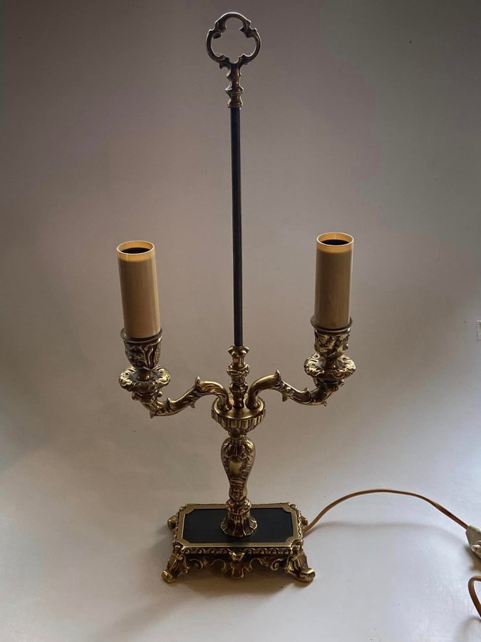 Mässing bordslampa vintage med onyx sten