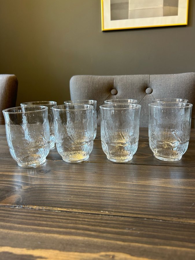 8st STORA DRICKSGLAS GLAS ARCOROC ASPEN LÖVET MYCKET FINT SKICK RETRO VINTAGE