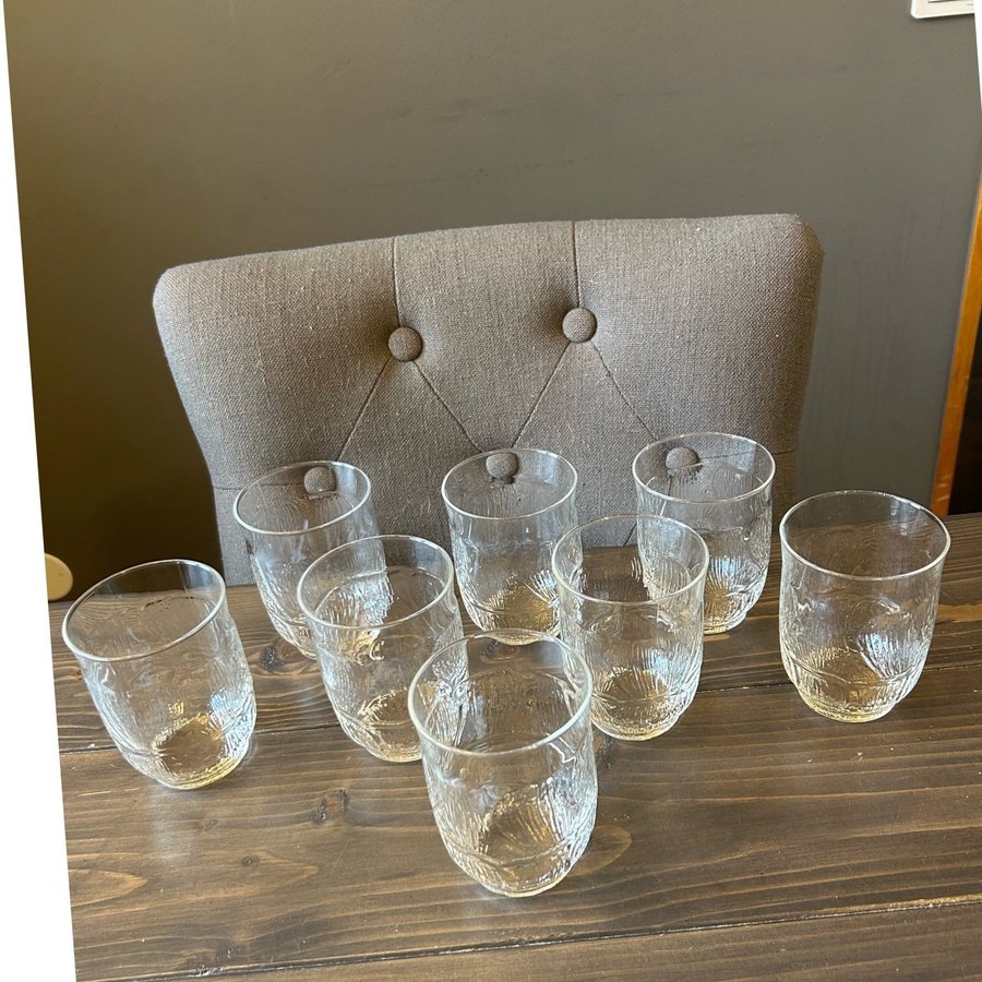 8st STORA DRICKSGLAS GLAS ARCOROC ASPEN LÖVET MYCKET FINT SKICK RETRO VINTAGE