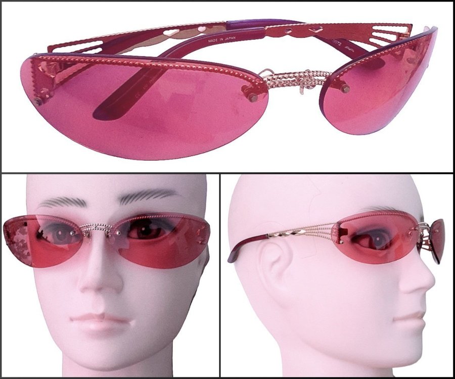 Jean Paul Gaultier Women Sunglasses 90s Vintage Gold Frame/Pink Lenses Jpg Case