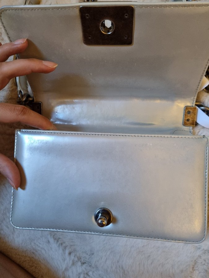 Chanel boy bag small iridescent glace silver