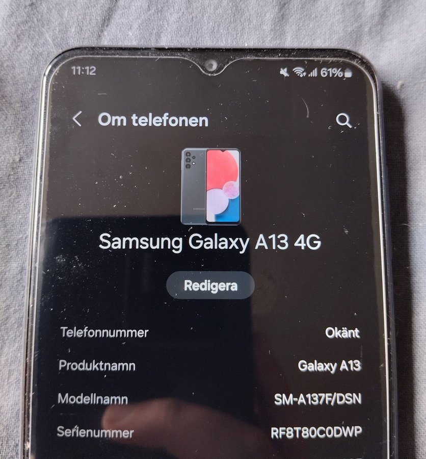 Samsung Galaxy A13 4G 64GB Grå inkl tillbehör