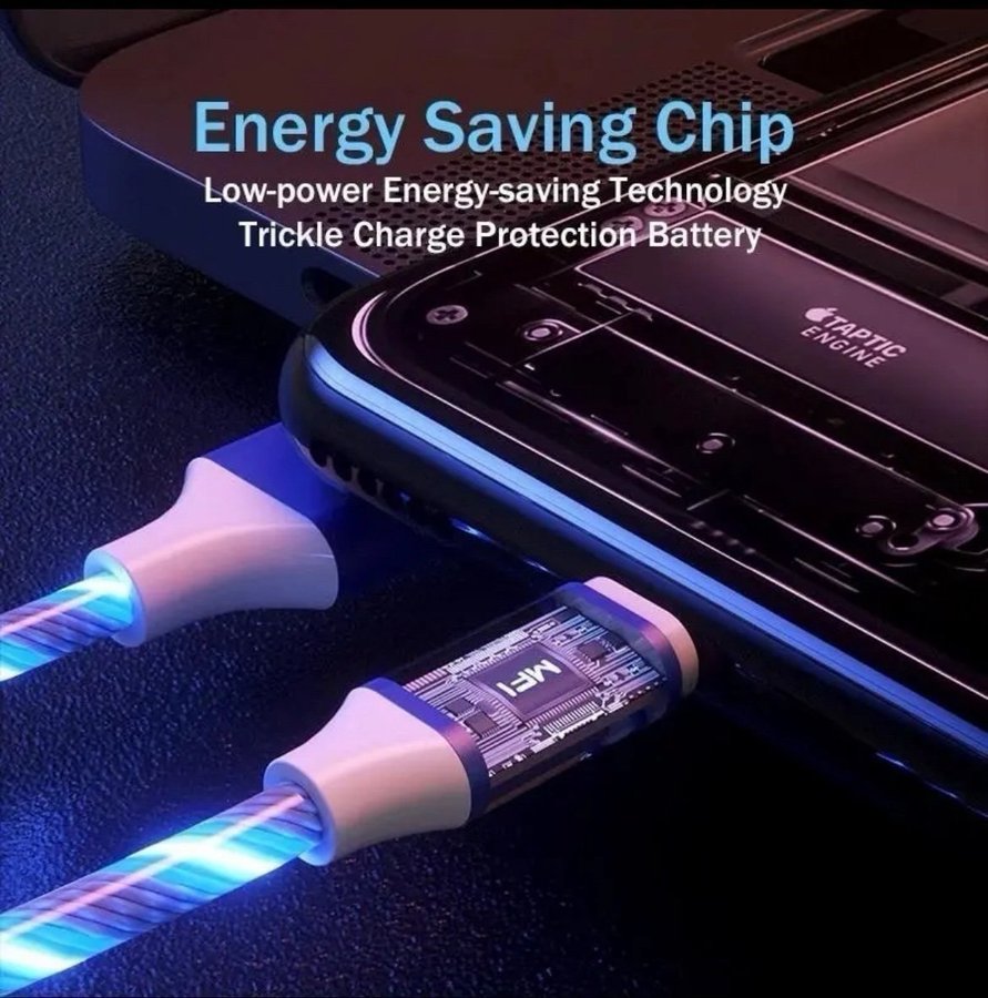 3 i 1 glödande LED-ljus 3A Micro USB Typ C-kabel för iPhone Samsung Xiaomi Redmi