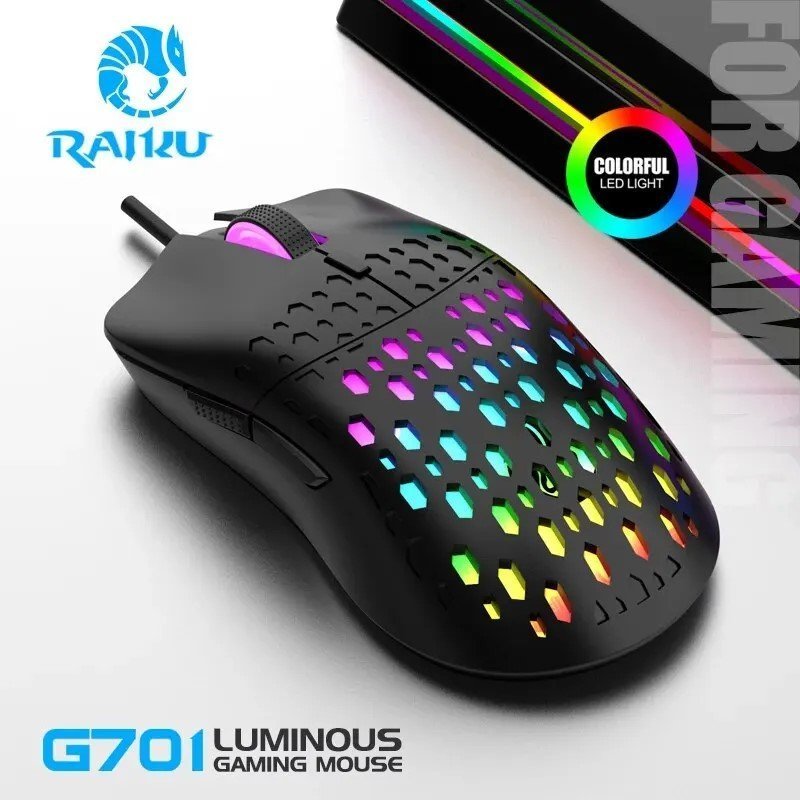 RAIKU G701 Trådbunden Gaming  Kontorsmus med LED - Windows  Apple iOS