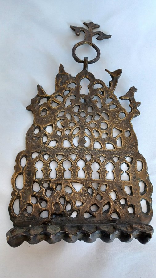 Antik Marokkansk Bronze olie Menorah hænge lampe SHIPPING WORLDWIDE