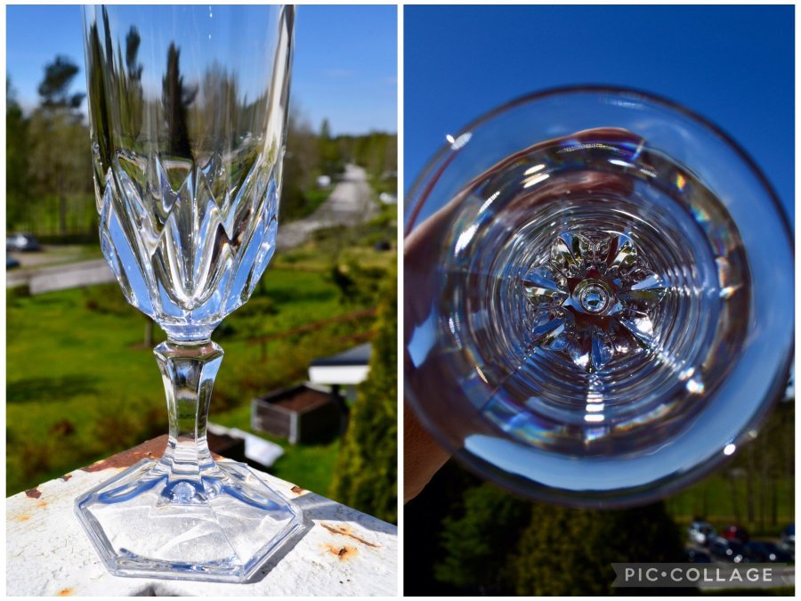 CRISTAL D’ARQUES FRANKRIKE - 6 st CHAMPAGNEGLAS ”CHAUMONT” i kristall VINTAGE