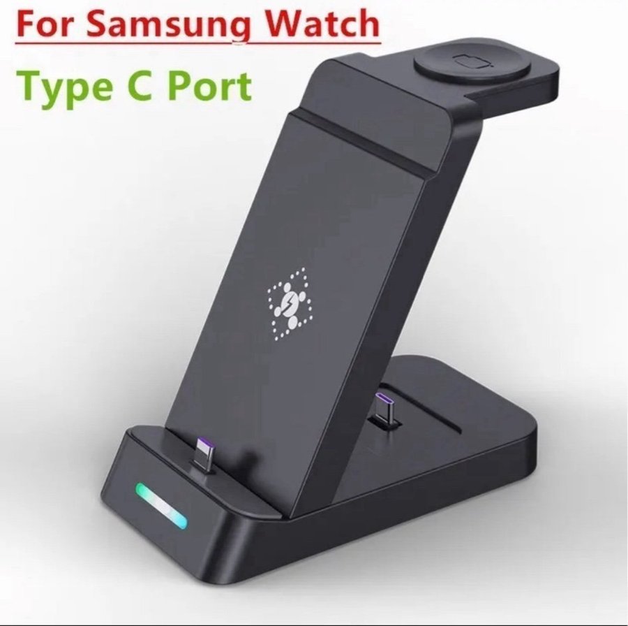 3 i 1 trådlöst laddarställ för Samsung S22 S21 Dock för Galaxy (usb-c)