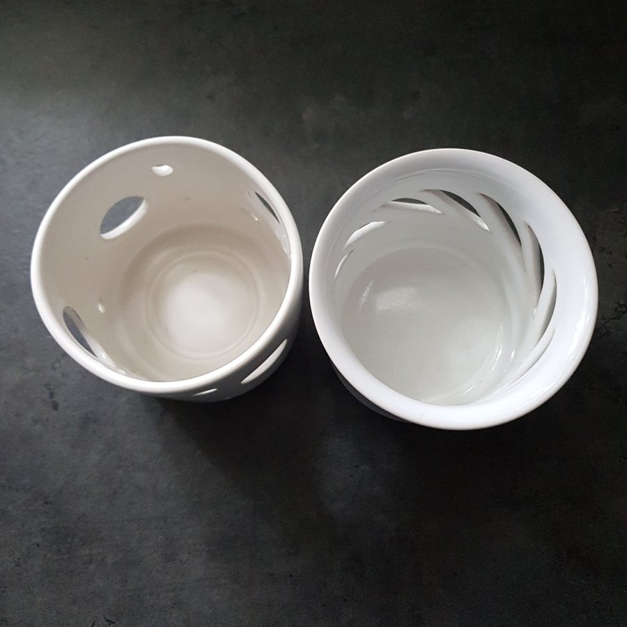 Höganäs keramik Swedenvita ljuslyktor för värmeljus H7-75 cm85-9 cm i Ø