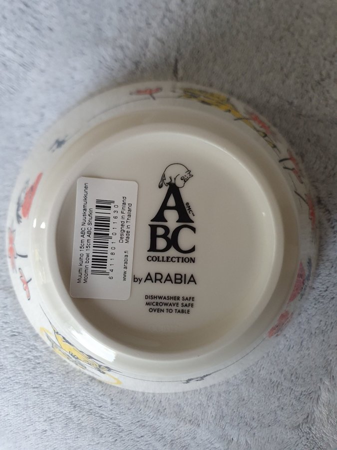 Arabia Mumin Muminskål ABC Moomin skål 1:a sortering etikett